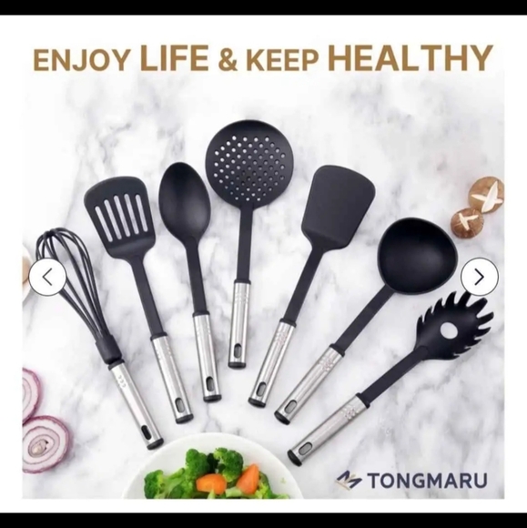 Stainless Steel and Black Cooking Utensil Set - Picture 2 of 4